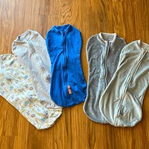 SwaddleMe newborn pods. Two fleece and three regular.